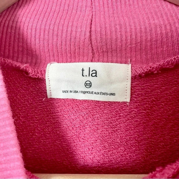 Anthropologie T.La Cut-Out  Funnel Neck Sweatshirt Pink - Picture 7 of 8